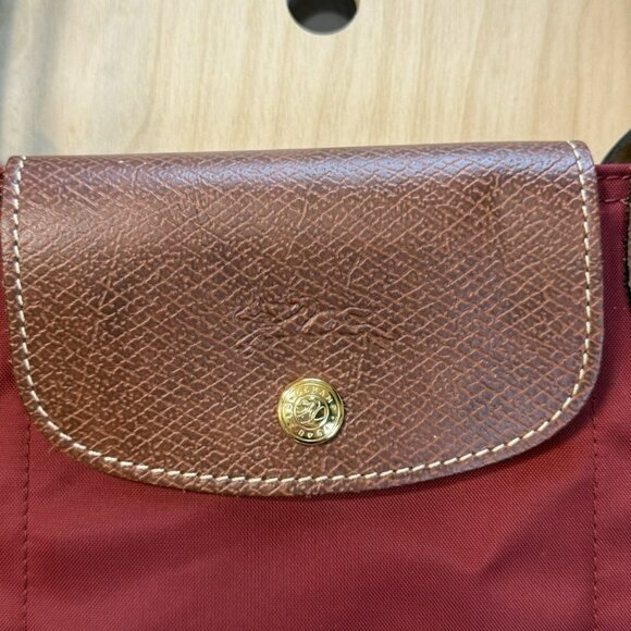 Longchamp Le Pliage Original M Tote bag Red Foldable Bordeaux Red EUC Purse - Picture 2 of 16